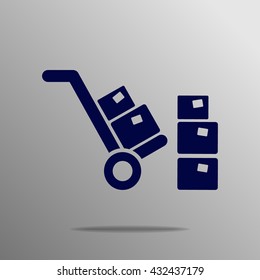 handcart icon blue on a gray background