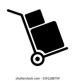 Handcart icon design. A handcart with box icon in trendy silhouette style design. Vector illustration.