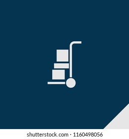 Handcart icon. emblem isolated on dark blue background. handcart icon in filled style for graphic and web design, logo, ui/ux design
