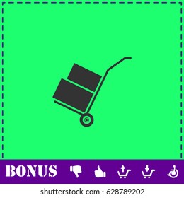 Handcart icon flat. Simple vector symbol and bonus icon
