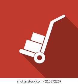 handcart icon with long shadow