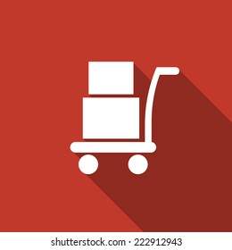 handcart icon with long shadow