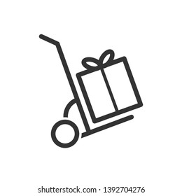 Handcart Icon. Moving Goods, Delivery Products or Shipment Illustration As A Simple Vector Sign & Trendy Symbol for Design and Websites, Presentation or Mobile Application. 