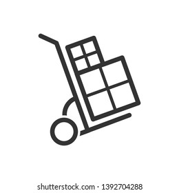 Handcart Icon. Moving Goods, Delivery Products or Shipment Illustration As A Simple Vector Sign & Trendy Symbol for Design and Websites, Presentation or Mobile Application. 