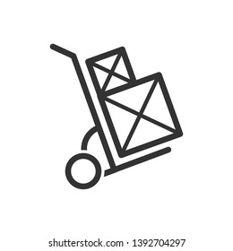 Handcart Icon. Moving Goods, Delivery Products or Shipment Illustration As A Simple Vector Sign & Trendy Symbol for Design and Websites, Presentation or Mobile Application. 
