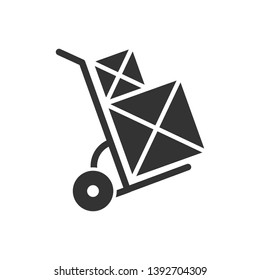 Handcart Icon. Moving Goods, Delivery Products. Shipment Symbol for Design Elements, Websites, Presentation and Application - Vector.