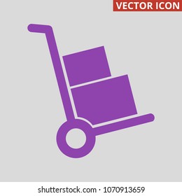 Handcart icon on grey background. Vector illustration