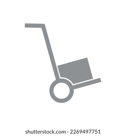 Icono de carrito con una caja de carga. Transporte de carga. Ilustración vectorial aislada en fondo blanco.