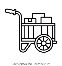 Handcart icon outline vector line art isolated design