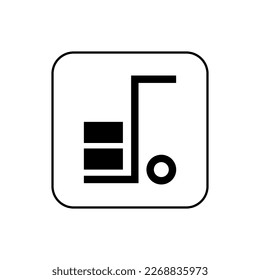 Handcart icon with two cargo boxes. Transportation of cargo. Vector illustration isolated on white background.