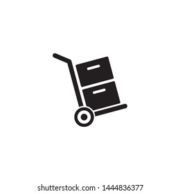 Handcart icon vector. Hand truck icon. Hand box cart icon. Simple design on white background.