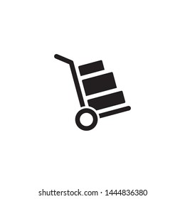 Handcart icon vector. Hand truck icon. Hand box cart icon. Simple design on white background.