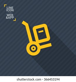 Handcart isolated minimal single flat linear icon for application and info-graphic. Delivery line vector icon for websites and mobile minimalistic flat design.