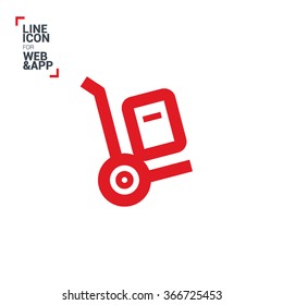 Handcart isolated minimal single flat linear icon for application and info-graphic. Delivery line vector icon for websites and mobile minimalistic flat design.