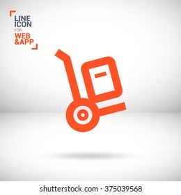 Handcart isolated minimal single flat linear icon for application and info-graphic. Delivery line vector icon for websites and mobile minimalistic flat design.