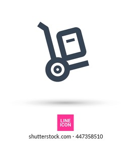 Handcart isolated minimal single flat linear icon for application and info-graphic. Delivery line vector icon for websites and mobile minimalistic flat design.
