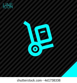 Handcart isolated minimal single flat linear icon for application and info-graphic. Delivery line vector icon for websites and mobile minimalistic flat design.