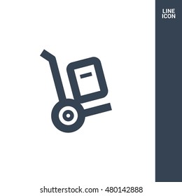 Handcart isolated minimal single flat linear icon for application and info-graphic. Delivery line vector icon for websites and mobile minimalistic flat design.