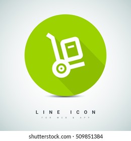Handcart isolated minimal single flat linear icon for application and info-graphic. Delivery line vector icon for websites and mobile minimalistic flat design.