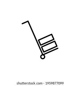 handcart line icon. Editable stroke. Design template vector
