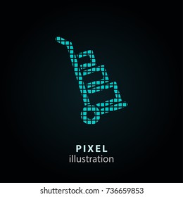 Handcart - pixel icon. Vector Illustration. Design logo element. Isolated on black background. It is easy to change to any color.