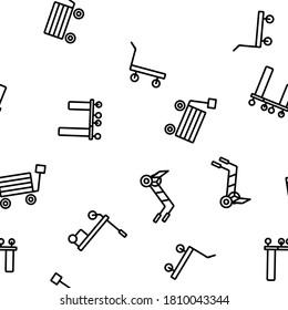 Handcart Transport Vector Seamless Pattern Thin Line Illustration