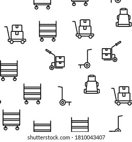 Handcart Transport Vector Seamless Pattern Thin Line Illustration