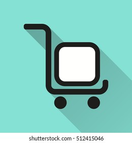Handcart vector icon with long shadow. Illustration isolated for graphic and web design.