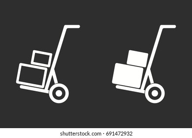 Handcart vector icon. White illustration isolated on black background for graphic and web design.