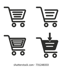 Handcart vector icons set. black Illustration isolated for graphic and web design.