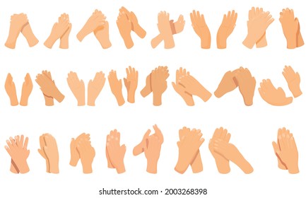 Handclap icons set cartoon vector. Acclaim applause. Body cheer clapping