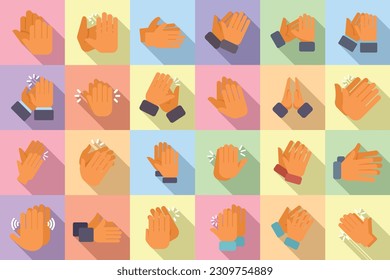 Handclap icons set flat vector. Acclaim body. Cheer clapping