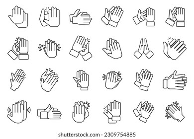 Handclap icons set outline vector. Acclaim body. Cheer clapping