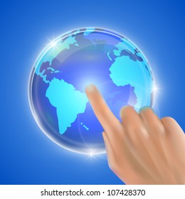 Hand-click the earth