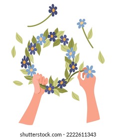 Handwerkliche Kreativwerkstatt. Handgefertigte Hobby, kreative Arbeit und Kunst. Hands schaffen Handarbeit. Dekorative Handarbeit. Kunsthandwerk-Klassenvektorbanner für Kinder