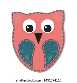 Handcraft felt pink owl with pattern