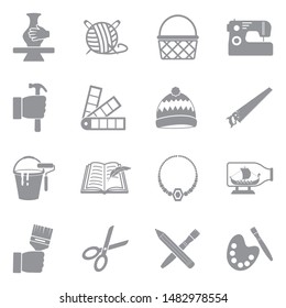 Handcraft Icons. Gray Flat Design. Vector Illustration.