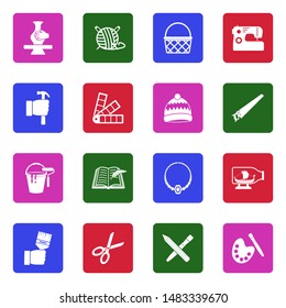 Handcraft Icons. White Flat Design In Square. Vector Illustration.