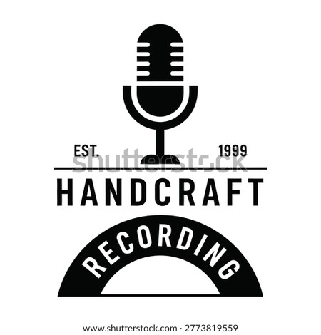 Handcraft Recording studio logo with microphone, established 1999, recording studio branding