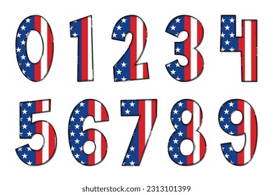 Handcrafted American Flag Letters. Color Creative Art Typographic Design