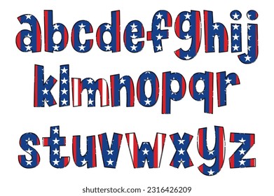 Handcrafted American Flag Letters. Color Creative Art Typographic Design