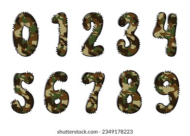 Handcrafted Army Camouflage number color creative art typographic design