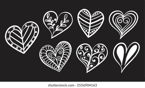 Handcrafted Artistic Hearts in Monochrome Palette