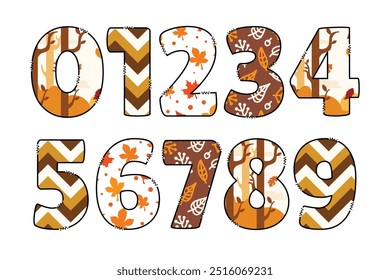 Handcrafted Autumn Bliss number color creative art typographic design