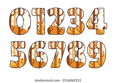 Handcrafted Autumn Bliss number color creative art typographic design