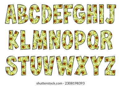 Handcrafted Avocado Letters. Color Creative Art Typographic Design