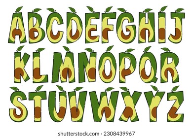 Handcrafted Avocado Letters. Color Creative Art Typographic Design