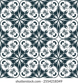 Handcrafted Azulejos Ceramic Tile Designs Collection with Traditional Blue Floral Style and Geometric Patterns – Seamless Intricate Vectors for Elegant and Unique Home Decor.