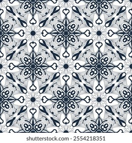 Handcrafted Azulejos Ceramic Tile Designs Collection with Traditional Blue Floral Style and Geometric Patterns – Seamless Intricate Vectors for Elegant and Unique Home Decor.