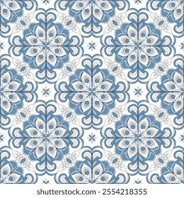 Handcrafted Azulejos Ceramic Tile Designs Collection with Traditional Blue Floral Style and Geometric Patterns – Seamless Intricate Vectors for Elegant and Unique Home Decor.